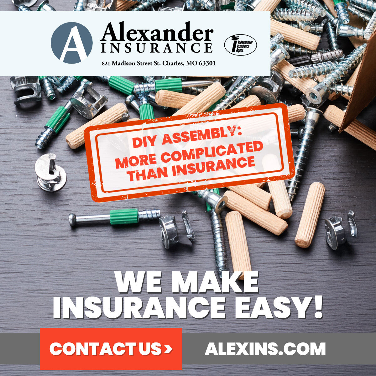 alexins63301's tweet image. Don't let insurance feel like a complicated DIY project. At #AlexanderInsurance, we make it easy! Our expert team simplifies your coverage options, helping you understand and choose what's best for you without the headaches! #WeMakeItEasy

Get A Quote 👇
bit.ly/30rP4nK
