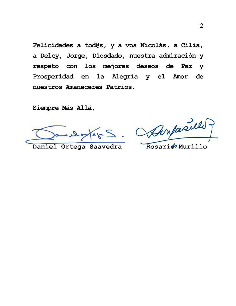 Desib_b's tweet image. COMUNICADO 📄

En representación del Presidente Nicolás Maduro, extendemos nuestro agradecimiento a los compañeros Daniel Ortega y Rosario Murillo por sus amables felicitaciones tras el éxito de las elecciones municipales y la tercera Consulta Nacional Popular.

#ไทยกัมพูชา
