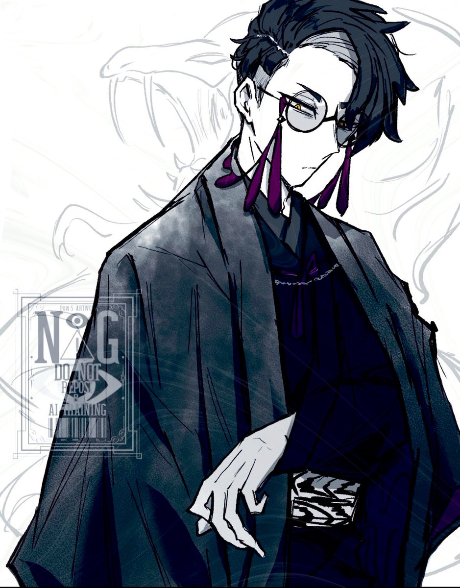 pow_black_draw's tweet image. 和装 🐦‍⬛ﾊﾞ
