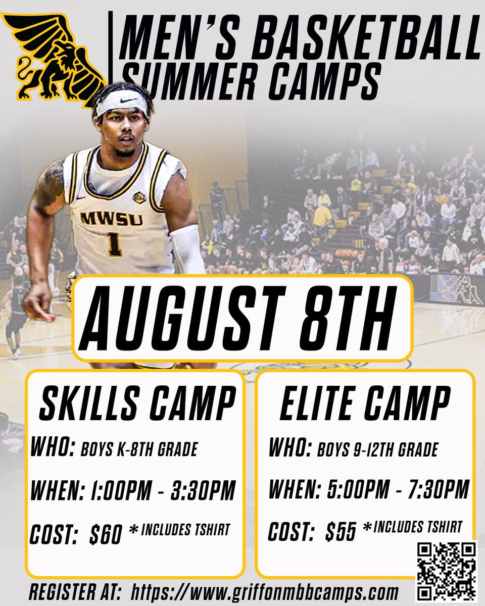 Reminder to Register for Griffon Men's Basketball Camps today! Camps take place on August 8th 

🔗-  griffonmbbcamps.com
