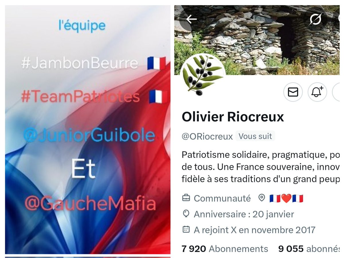 🇨🇵 Dédé 🇫🇷♿ (@juniorguibole) on Twitter photo INFO🚨 Merci de partager !🚨
Mes amis abonnés😉
Ainsi que l'équipe #JambonBeurre #TeamPatriotes 🇨🇵
Notre ami <a href="/ORiocreux/">Olivier Riocreux</a> 👍
Aurait besoin d'un petit coup de pouce pour grossir sa TL!🥳
Et ainsi lui donner plus de visibilité ! Merci de vous abonner à lui !🙏
Et n'oubliez pas!😉 INFO🚨 Merci de partager !🚨
Mes amis abonnés😉
Ainsi que l'équipe #JambonBeurre #TeamPatriotes 🇨🇵
Notre ami <a href="/ORiocreux/">Olivier Riocreux</a> 👍
Aurait besoin d'un petit coup de pouce pour grossir sa TL!🥳
Et ainsi lui donner plus de visibilité ! Merci de vous abonner à lui !🙏
Et n'oubliez pas!😉