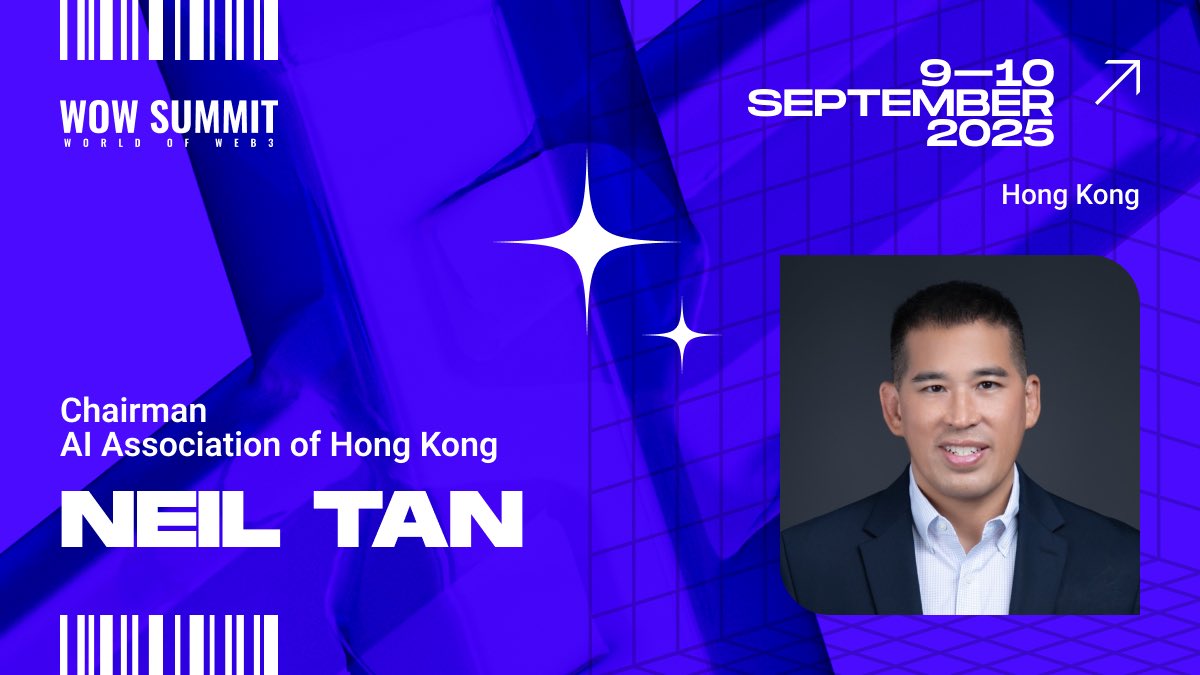 We're proud to welcome Neil Tan 🌐 Founder and Chairman of the Artificial Intelligence Association of Hong Kong, to WOW Summit Hong Kong!

With over 20 years in strategy, M&amp;A, business development and partnership, Neil is also the Managing Partner of Tsunami Advisors, an advisory