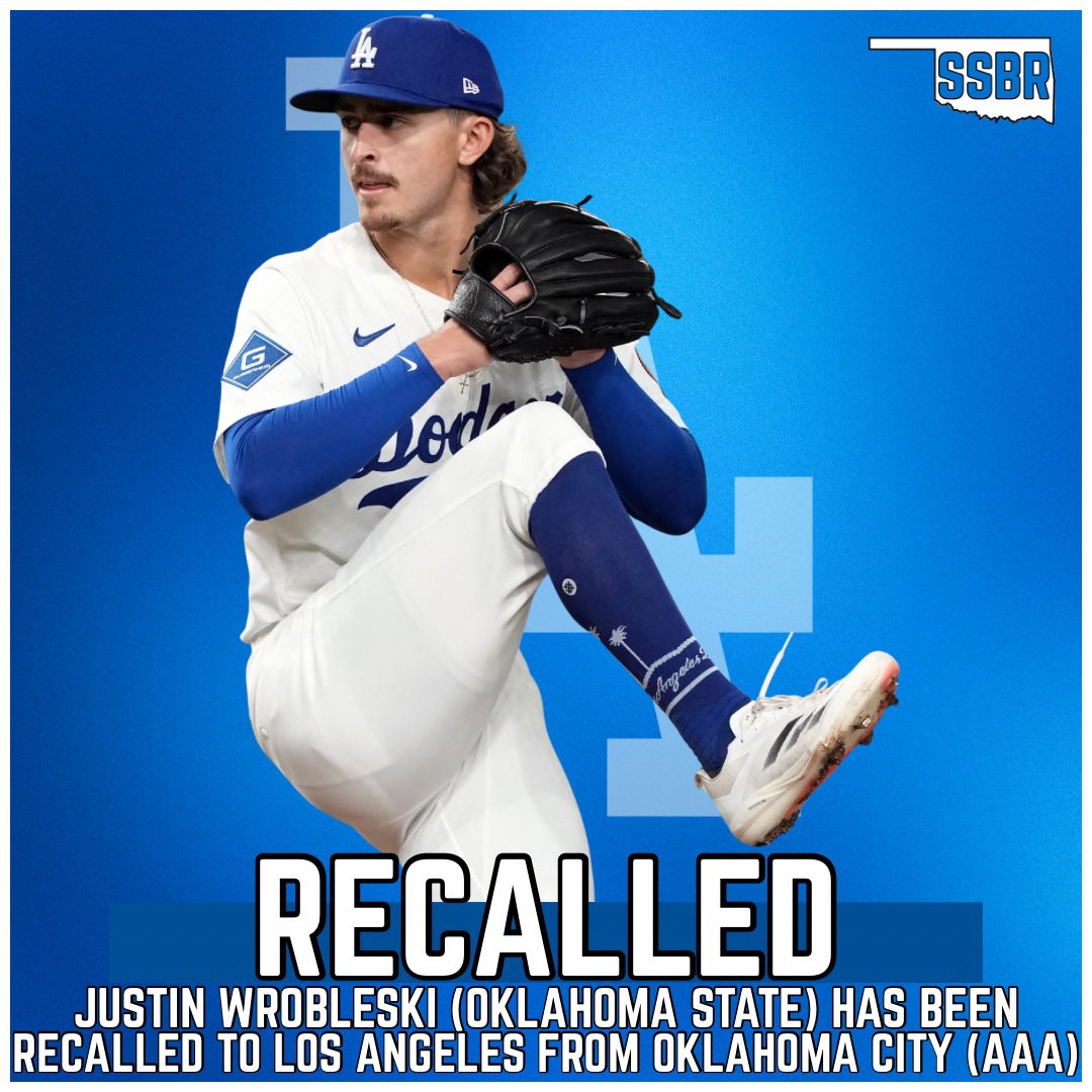 SoonerStateBSBL's tweet image. Justin Wrobleski (Oklahoma State) has been recalled to the Los Angeles Dodgers from (AAA) Oklahoma City
#SoonerStatePros