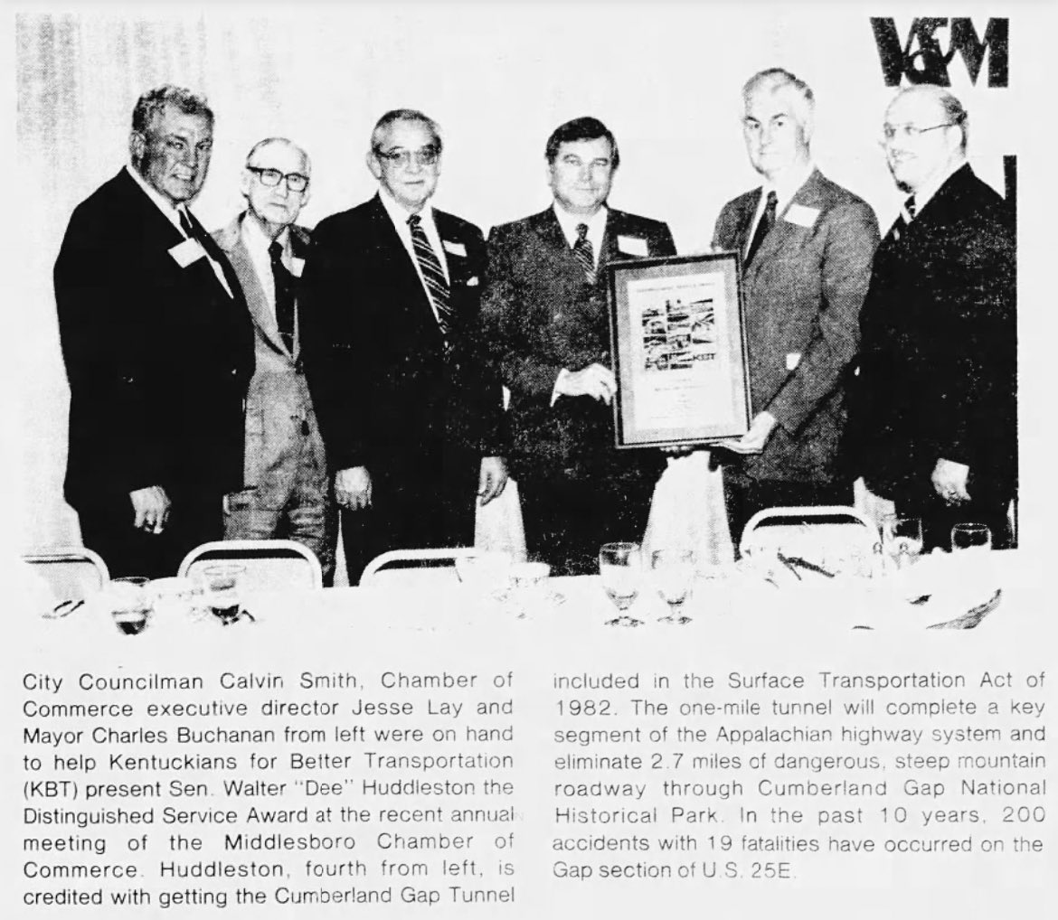 coreyp08's tweet image. .@KySportsRadio @ryanlemond @DrewFranklinKSR @ShannonTheDude The Cumberland Gap Tunnel was included in the Surface Transportation Act of 1982. The tunnel officially opened on October 18th, 1996.