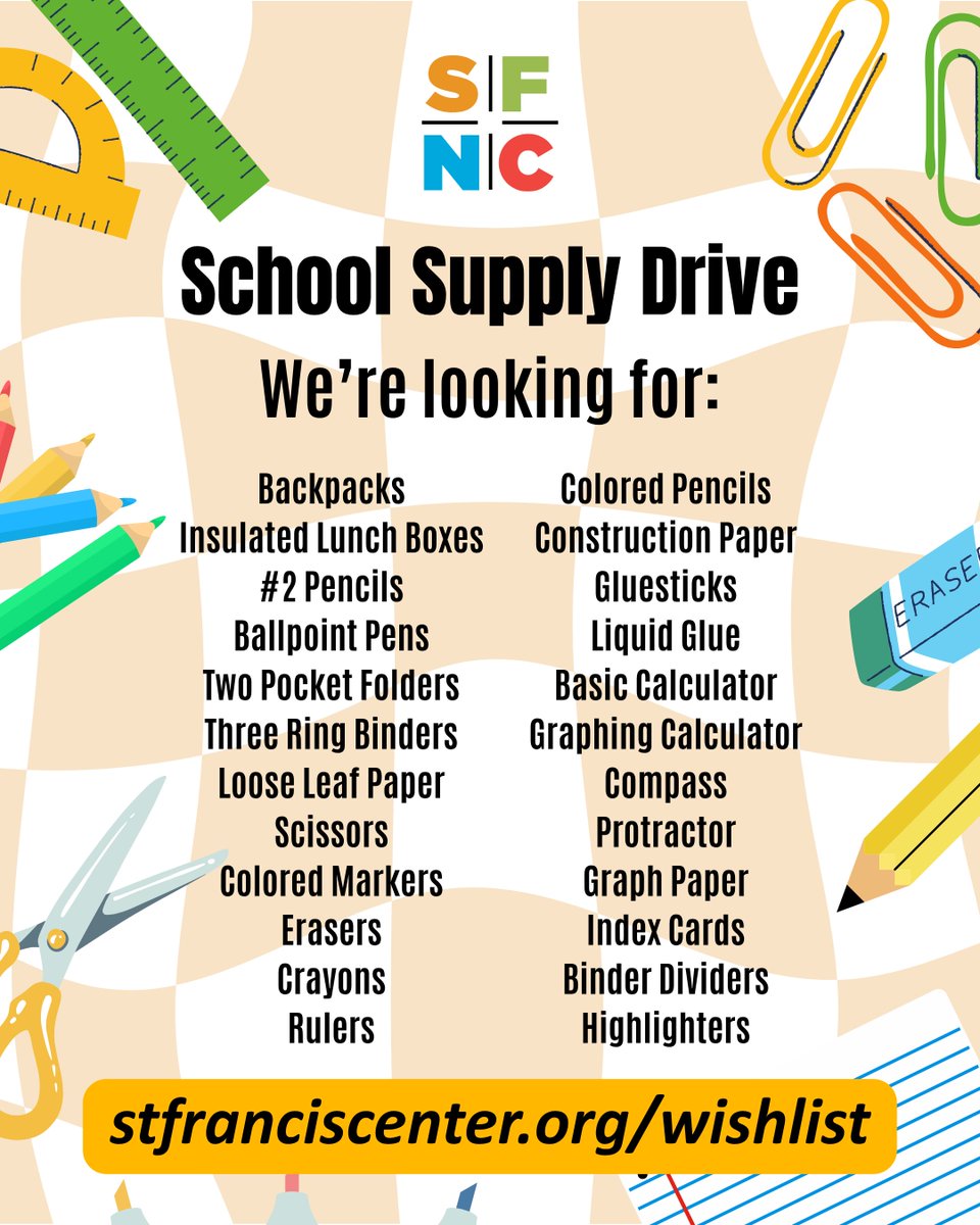 📣 LAST CALL! ! 🎒✨ Thanks to everyone who’s already donated to help West Baltimore students start the school year feeling prepared and confident. 💚 But we’re not quite there yet!

Our biggest needs right now are notebooks and loose leaf paper. 📦 stfranciscenter.org/wishlist
