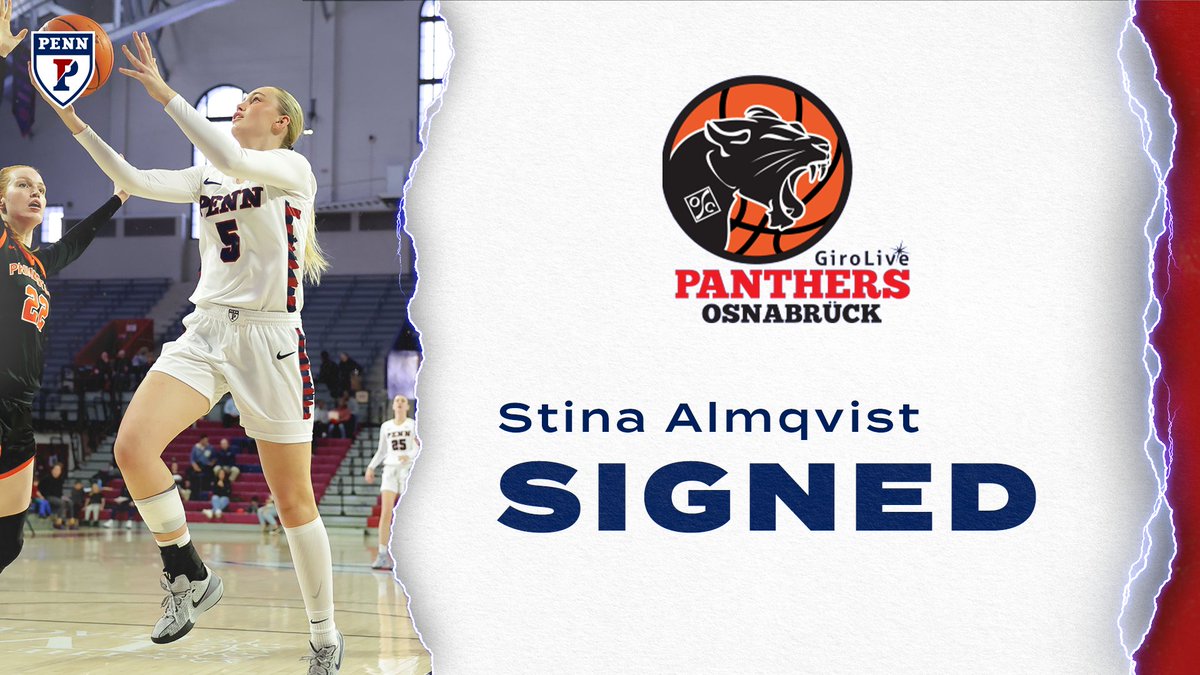 PennWBB's tweet image. 𝗦𝗜𝗚𝗡𝗘𝗗 ✍️ 🇩🇪

2025 graduate @stiinaalmqvist has officially signed her first professional contract with GiroLive Panthers Osnabrück! Congrats, Stina!

📰 goquakers.co/4kXLlBS

#FightOnPenn