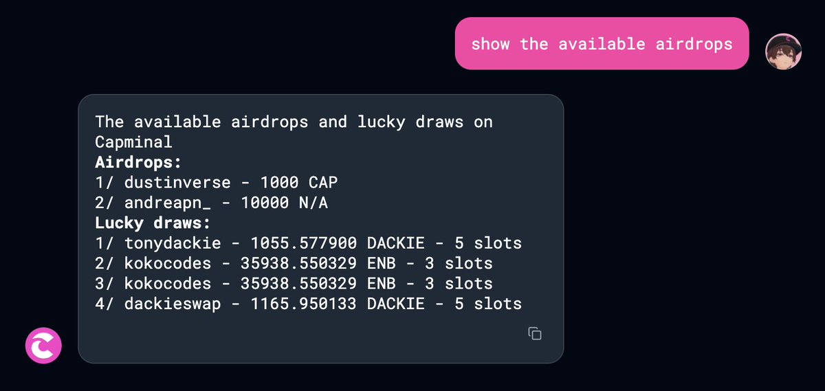 capminal's tweet image. Did you try this query on Capminal UI ? 👀