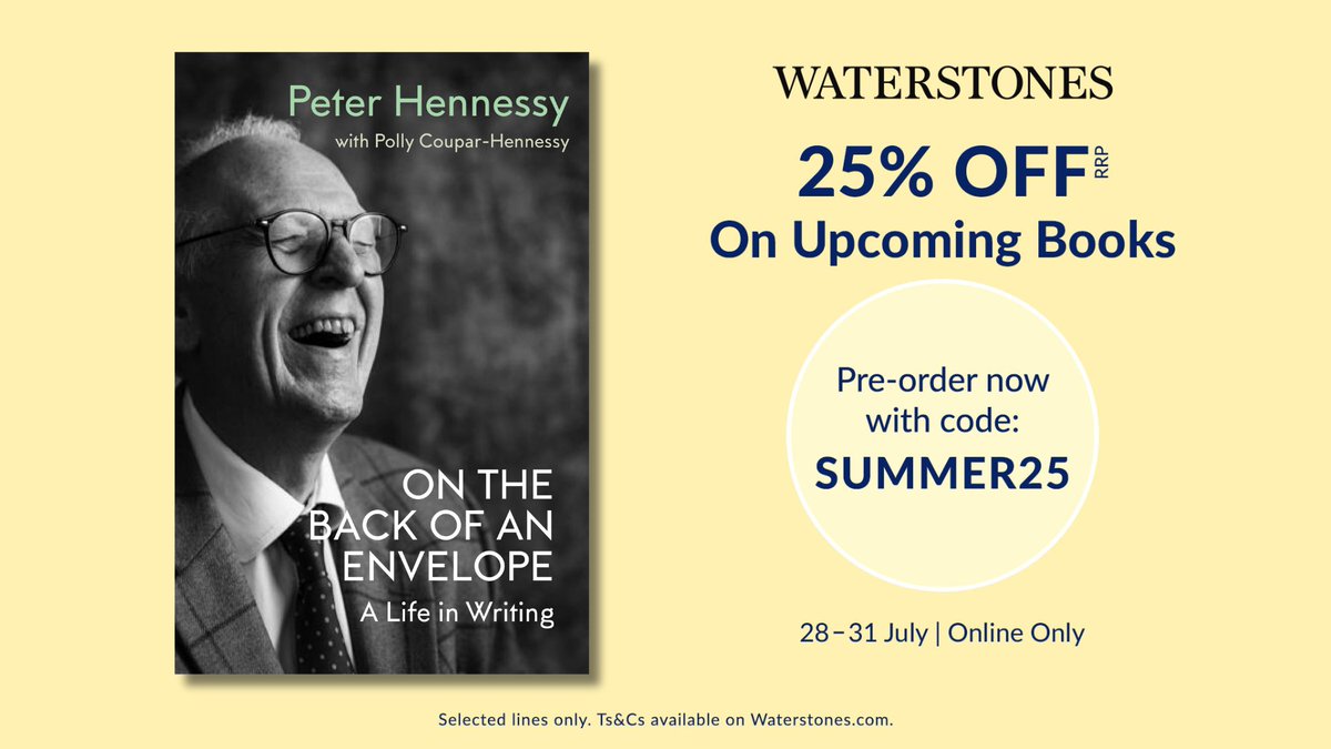 Haus Publishing (@hauspublishing) on Twitter photo Looking back on his illustrious fifty-year career, Peter Hennessy brings together some influential pieces of journalism alongside new writing to reflect on his time observing post-war Britain and its governance.
Enjoy a 25% discount when you pre-order from <a href="/Waterstones/">Waterstones</a>. Looking back on his illustrious fifty-year career, Peter Hennessy brings together some influential pieces of journalism alongside new writing to reflect on his time observing post-war Britain and its governance.
Enjoy a 25% discount when you pre-order from <a href="/Waterstones/">Waterstones</a>.
