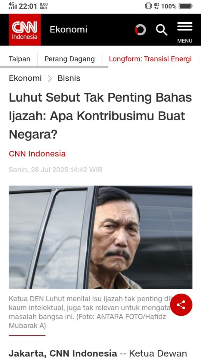 Dia Yang Paling MAHA BERJASA SEKALI Buat Indonesia 

- Lord Luhut Binsar Panjaitan -
Lord LBP

Yang Laen KABUR AJA LUH..!!! 

#LordLBP