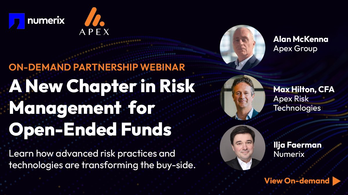 Numerix (@nxanalytics) on Twitter photo Discover the top trends reshaping the buy-side risk landscape.
Our on-demand webinar with <a href="/ApexGlobalGroup/">Apex Group</a> offers insight on modern risk strategies, tech innovation, and regulatory change. Watch it here: bit.ly/3GYAs4R
#BuySide #RiskManagement #StructuredProducts Discover the top trends reshaping the buy-side risk landscape.
Our on-demand webinar with <a href="/ApexGlobalGroup/">Apex Group</a> offers insight on modern risk strategies, tech innovation, and regulatory change. Watch it here: bit.ly/3GYAs4R
#BuySide #RiskManagement #StructuredProducts