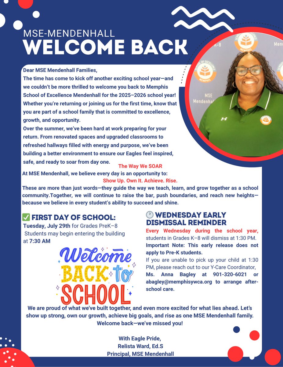 MSEMendenhall's tweet photo. 📢 A Back -to-School Message from Principal Ward! Welcome back MSE Mendenhall Eagles! https://t.co/N8zCNRt23o