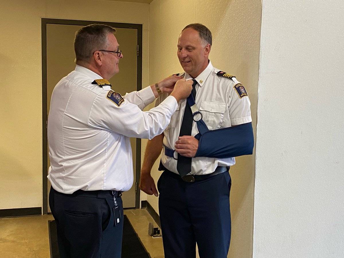 Guelph Fire Department (@guelphfire) on Twitter photo Today Fire Chief Brian Arnold handed the reigns to Deputy Chief Steve Goode. We would like to thank Chief Arnold for his exemplary service to our department and congratulate Chief Goode on his well deserved promotion to Fire Chief. <a href="/cityofguelph/">City of Guelph</a> <a href="/barnoldfire/">Brian Arnold</a> <a href="/guelphpffaprez/">Colin Hunter</a> Today Fire Chief Brian Arnold handed the reigns to Deputy Chief Steve Goode. We would like to thank Chief Arnold for his exemplary service to our department and congratulate Chief Goode on his well deserved promotion to Fire Chief. <a href="/cityofguelph/">City of Guelph</a> <a href="/barnoldfire/">Brian Arnold</a> <a href="/guelphpffaprez/">Colin Hunter</a>