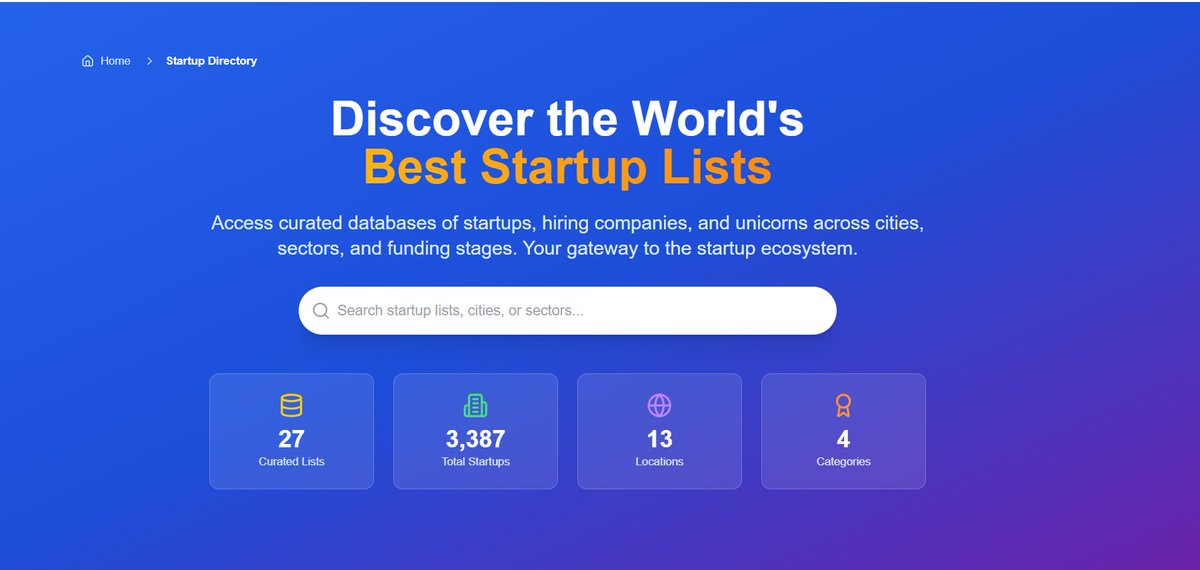 AvinashSingh_20's tweet image. 3000+ Startup Lists for Job Seekers
Want to find remote-friendly companies, funded startups, or city-wise startup lists in India?
Explore 3000+ Indian startups categorized by:
✅ Hiring Startups (Remote, Off-campus, Freshers)
✅ Funded Startups
✅ Industry Type (AI, B2B SaaS,…