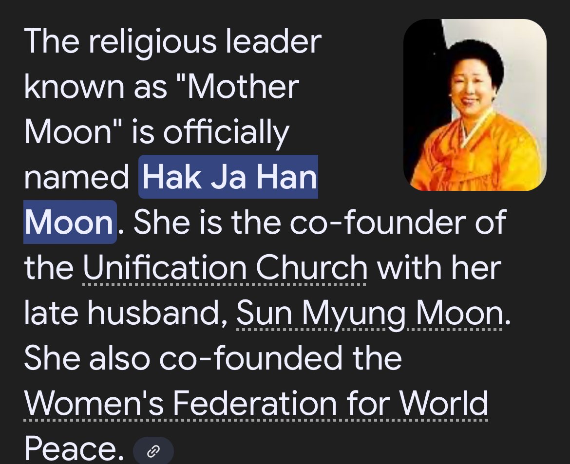 Lazyzimms that’s me (@lazyzimms) on Twitter photo <a href="/elonmusk/">Elon Musk</a> <a href="/RealJamesWoods/">James Woods</a> <a href="/LadyRedWave/">🇺🇸The REAL Lady De’Plorable🇺🇸</a> <a href="/PapiTrumpo/">il Donaldo Trumpo</a> <a href="/DonaldJTrumpJr/">Donald Trump Jr.</a> <a href="/DanScavino/">Dan Scavino Jr.🇺🇸🦅</a> <a href="/_DCDraino/">DC_Draino🦅</a> <a href="/VincentCrypt46/">Vincent Kennedy</a> Meet "Mother Moon" who founded The Women's Federation for World Peace! #mothermoon <a href="/elonmusk/">Elon Musk</a> <a href="/RealJamesWoods/">James Woods</a> <a href="/LadyRedWave/">🇺🇸The REAL Lady De’Plorable🇺🇸</a> <a href="/PapiTrumpo/">il Donaldo Trumpo</a> <a href="/DonaldJTrumpJr/">Donald Trump Jr.</a> <a href="/DanScavino/">Dan Scavino Jr.🇺🇸🦅</a> <a href="/_DCDraino/">DC_Draino🦅</a> <a href="/VincentCrypt46/">Vincent Kennedy</a> Meet "Mother Moon" who founded The Women's Federation for World Peace! #mothermoon 