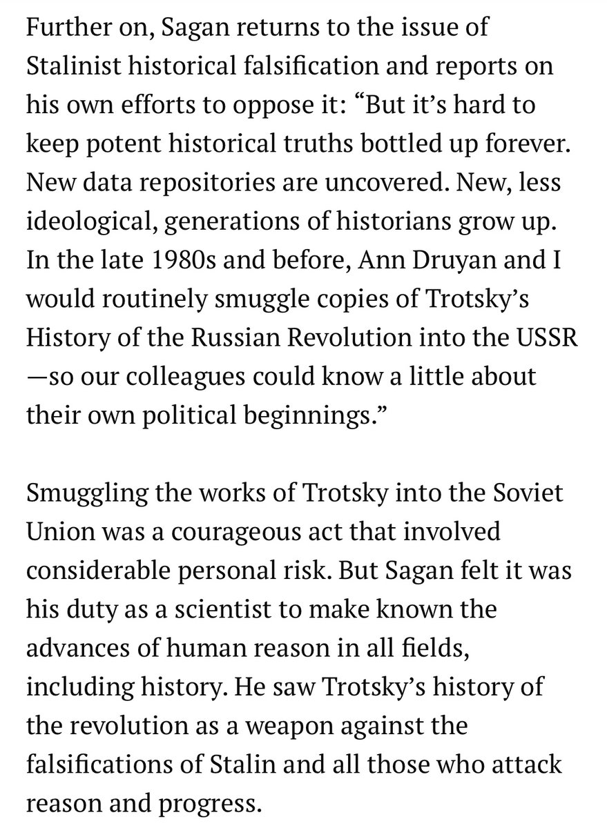 <a href="/ProfCarlSagan/">Prof. Carl Sagan</a> He did smuggle books written by Trotsky into the USSR and clearly had some admiration for him 

wsws.org/en/articles/19…