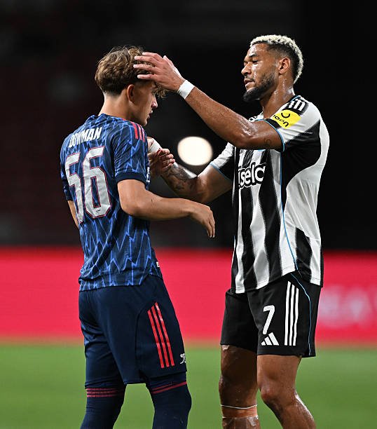 ArsenalBuzzco's tweet image. Joelinton on Max Dowman: 

&quot;He&apos;s a really good player with a bright future in front of him. 

I wish him all the best.&quot; [Stadium Astro yt]