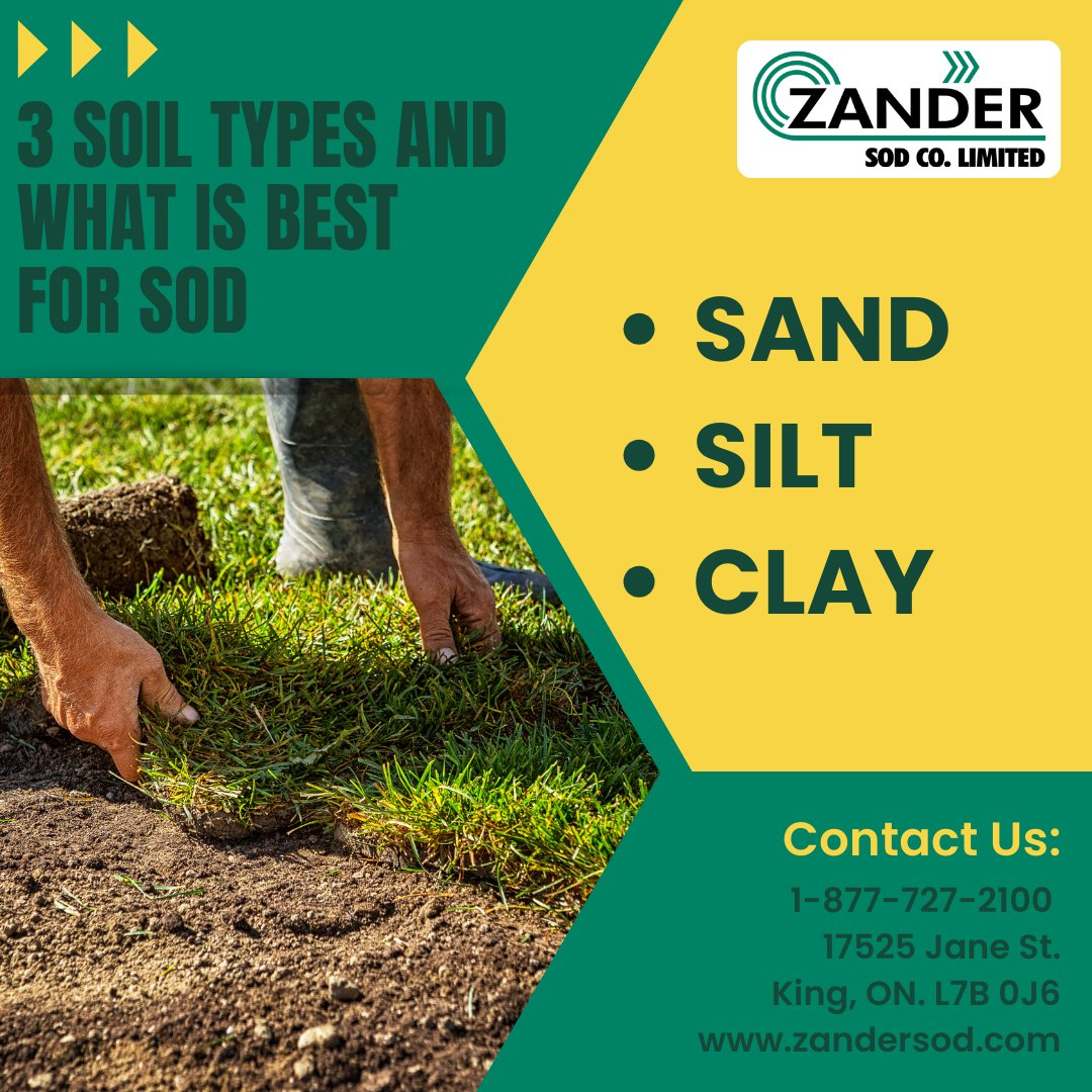 The ideal soil for #sod is a combination of these 3 types plus Organic Matter and is called a LOAM.  If you have too much of one type, look to incorporate another to balance it out.

Contact us at l8r.it/wCpP for ways to improve your particular #soil.