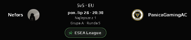 Dzisiaj gramy kolejny mecz esea o 20:30