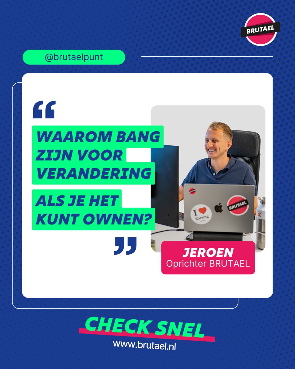 Grote stappen maak je niet met twijfel, maar met lef.😏

Own die verandering. Net als wij! 🔥

👉 Durf jij het aan? brutael.nl

#Brutael #MarketingMetBallen #OnlineMarketing #Schagen #MarketingAgency #Socialmedia