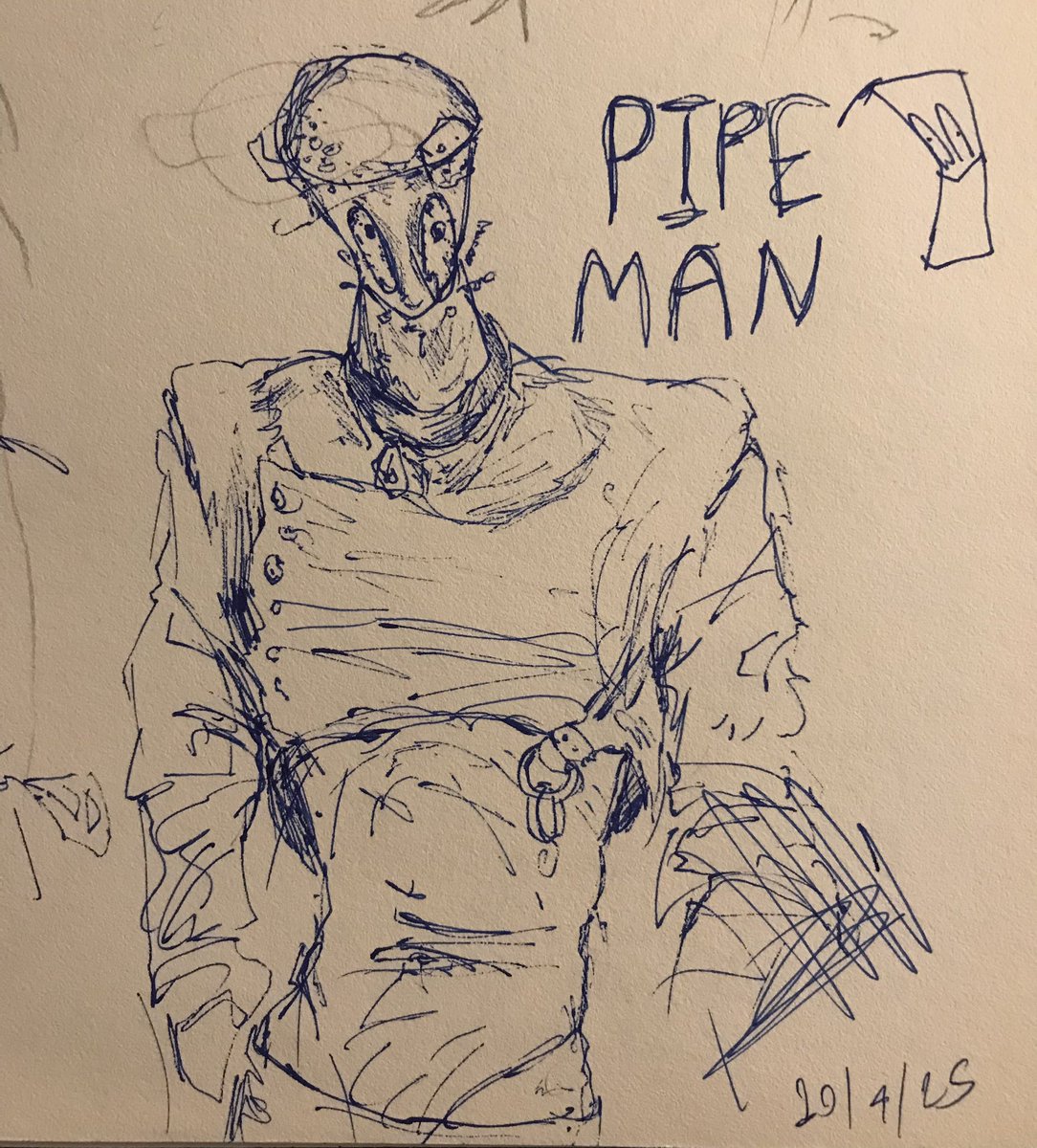 I probably won’t finish these. Pipe man. #art