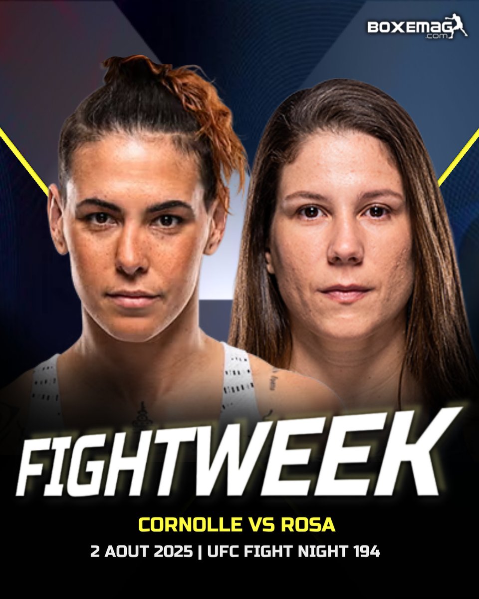 BoxeMag_com's tweet image. C'est la #FIGHTWEEK !

Nora Cornolle 🇫🇷 (9-2) sera de retour dans l'octogone ce samedi lors de l' #UFCFIGHTNIGHT194 pour affronter la TOP 10 Karol Rosa 🇧🇷 (18-7) et tenter de signer une seconde victoire de rang.

#ufc #lasvegas #mma