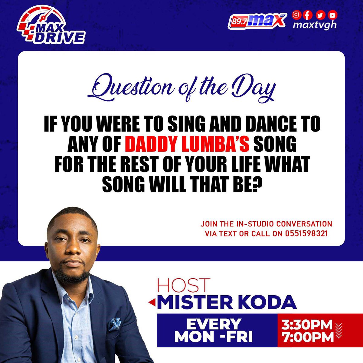 maxtvgh's tweet image. #MaxDrive If you were to sing and dance to any of Daddy Lumba’s song what song will that be ? #MaxFm #MaxTv