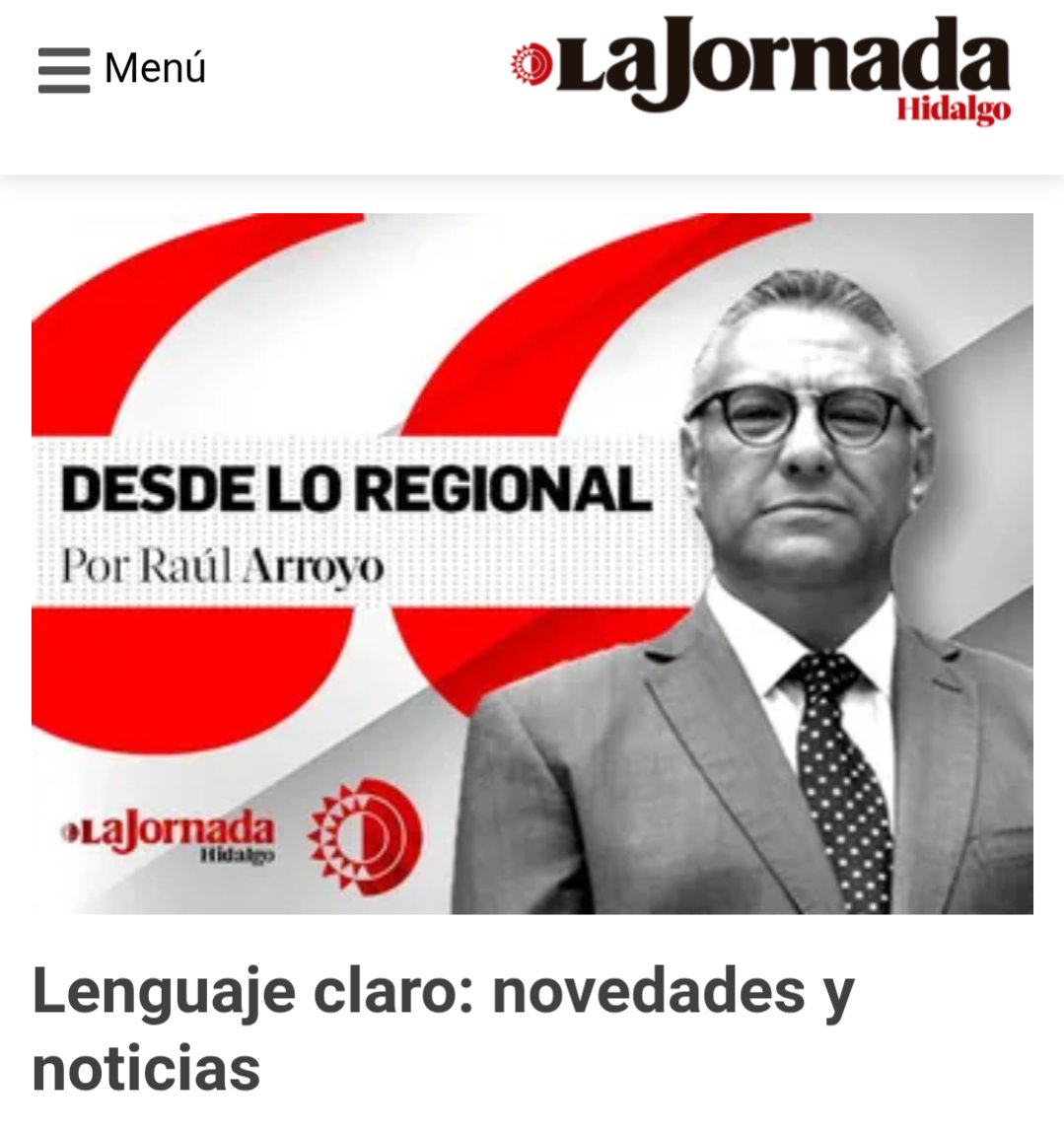 Un recopilatorio excelente de los últimos avances sobre #LenguajeClaro de la mano de <a href="/arroyo_raul/">Raúl ARROYO</a>. Gracias por destacar el trabajo que hacemos en la <a href="/UNED/">UNED</a> (#EquipoArText).

"Lenguaje claro: novedades y noticias":

 🔗 lajornadahidalgo.com/lenguaje-claro…