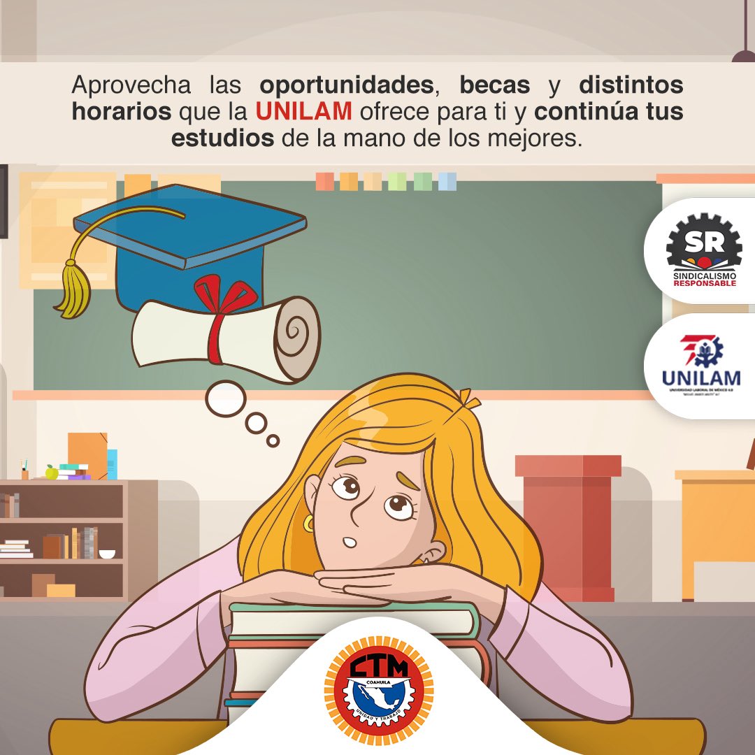 Federación de Trabajadores de Coahuila CTM (@ctm_coahuila) on Twitter photo A través de la educación se pueden lograr los mejores resultados, el crecimiento profesional y personal y el progreso integral.
Conoce los programas educativos que la <a href="/UNILAM4_0/">Universidad Laboral de México 4.0</a> tiene para ti. A través de la educación se pueden lograr los mejores resultados, el crecimiento profesional y personal y el progreso integral.
Conoce los programas educativos que la <a href="/UNILAM4_0/">Universidad Laboral de México 4.0</a> tiene para ti.