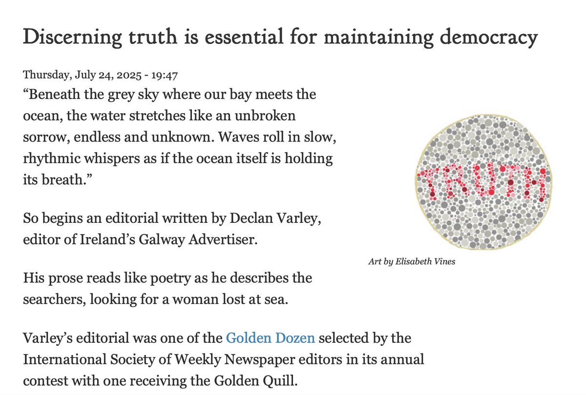 declanvarley's tweet image. Nice mention in a US newspaper for our editorial The Unspoken Sorrow of the Searchers which was named as an award winner this week by the International Society of Weekly Newspaper Editors at its conference in South Dakota.  advertiser.ie/galway/article…