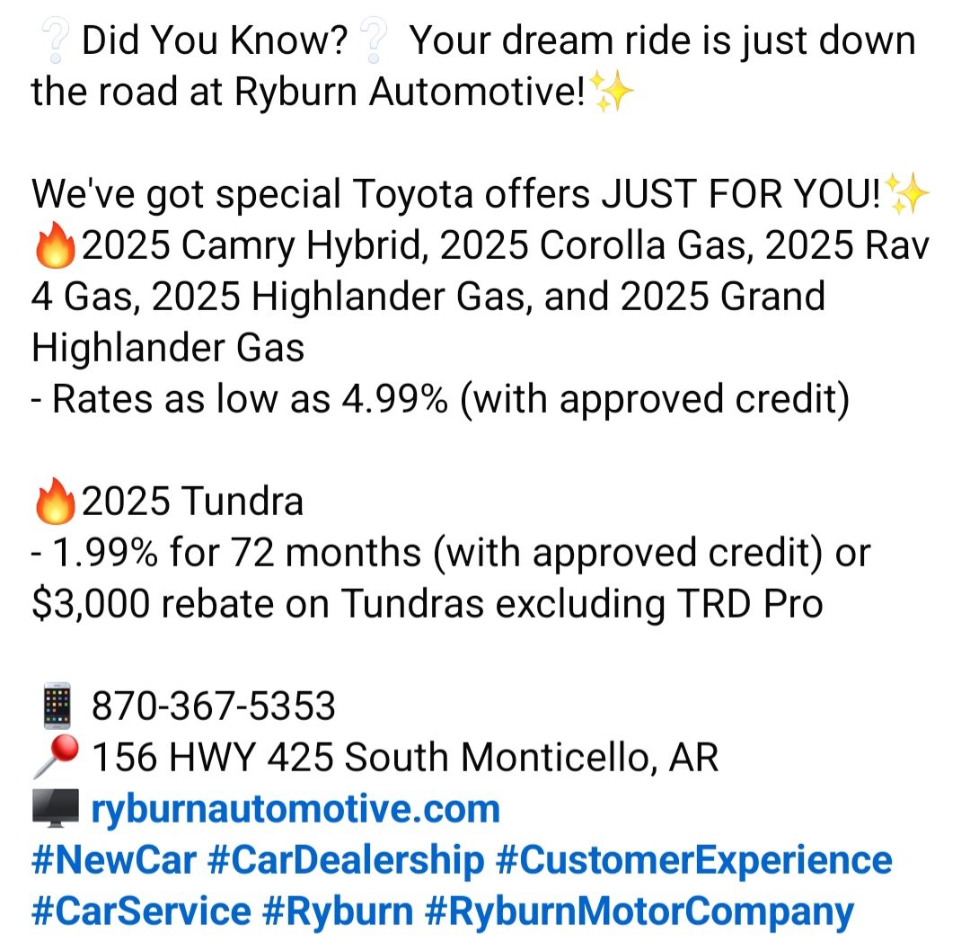 RyburnToyota's tweet photo. https://t.co/HZK3BgBcH9