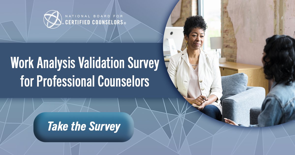 NBCC wants to hear about your experiences to inform data on professional trends, assessments, advocacy efforts, and how counseling organizations can support your work. survey.nbcc.org

#Analysis #Trends #Workforce #Counselors #Profession