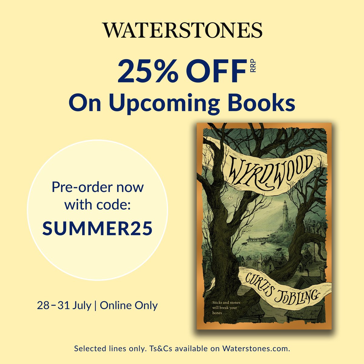 CurtisJobling's tweet image. The good people of @waterstones have included my new novel, WYRDWOOD, in their Upcoming Books offer. 25% off if you pre-order with code SUMMER25 before July 31st.
waterstones.com/.../curtis-job…
#WPreorder #folkhorror #fantasy