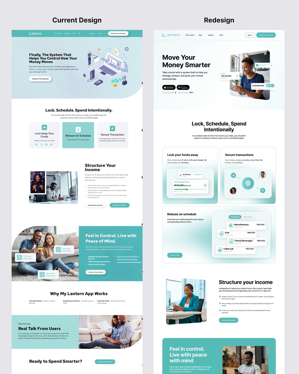 Saw an ad from <a href="/mylanternapp/">My-Lantern</a>
The product looked promising, so I checked out the landing page. But it didn’t quite land, the design felt cluttered and unclear.

So I redesigned it from scratch. Here’s the full walkthrough 🧵