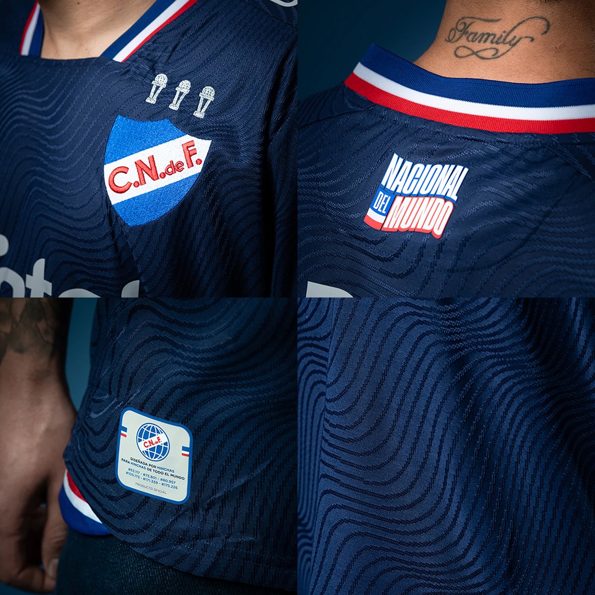 🇺🇾🔵 <a href="/Nacional/">Nacional</a> ha revelado su tercera camiseta <a href="/UmbroUruguay/">Umbro Uruguay</a> 2025/26.

Como es habitual, el modelo azul marino fue diseñado por hinchas, luciendo una trama ondeante sobre la tela y detalles tricolor. Los números de socio de los diseñadores aparecen en la parte baja.