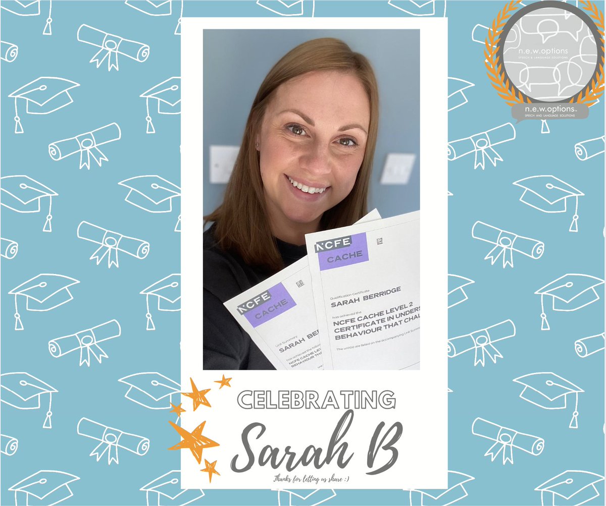 Congratulations to our fab team member Sarah B for passing her NCFE CACHE LEVEL 2
Understanding Behaviour That Challenges 🌟🥳  #NCFE #CacheLevel2 #ProfessionalDevelopment #StaffSuccess #CPD #Behaviour