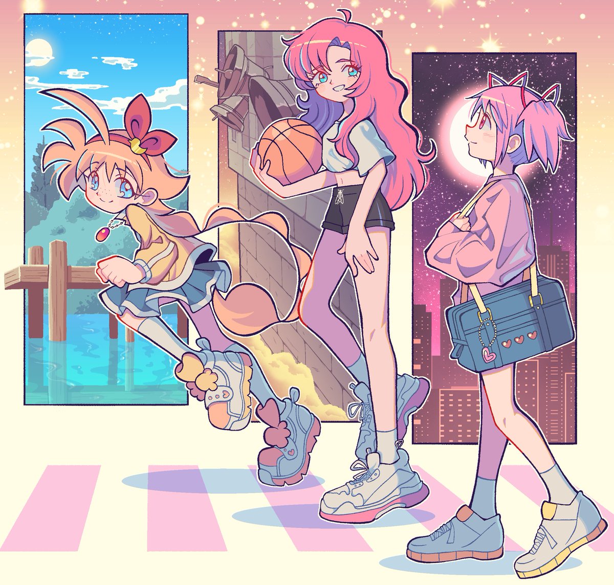 Very special comm for @/silkandstone Thank you so much!!

Magical Girls! Ahiru (Princess Tutu), Utena, and Madoka walking together as a trio of friends ❤️