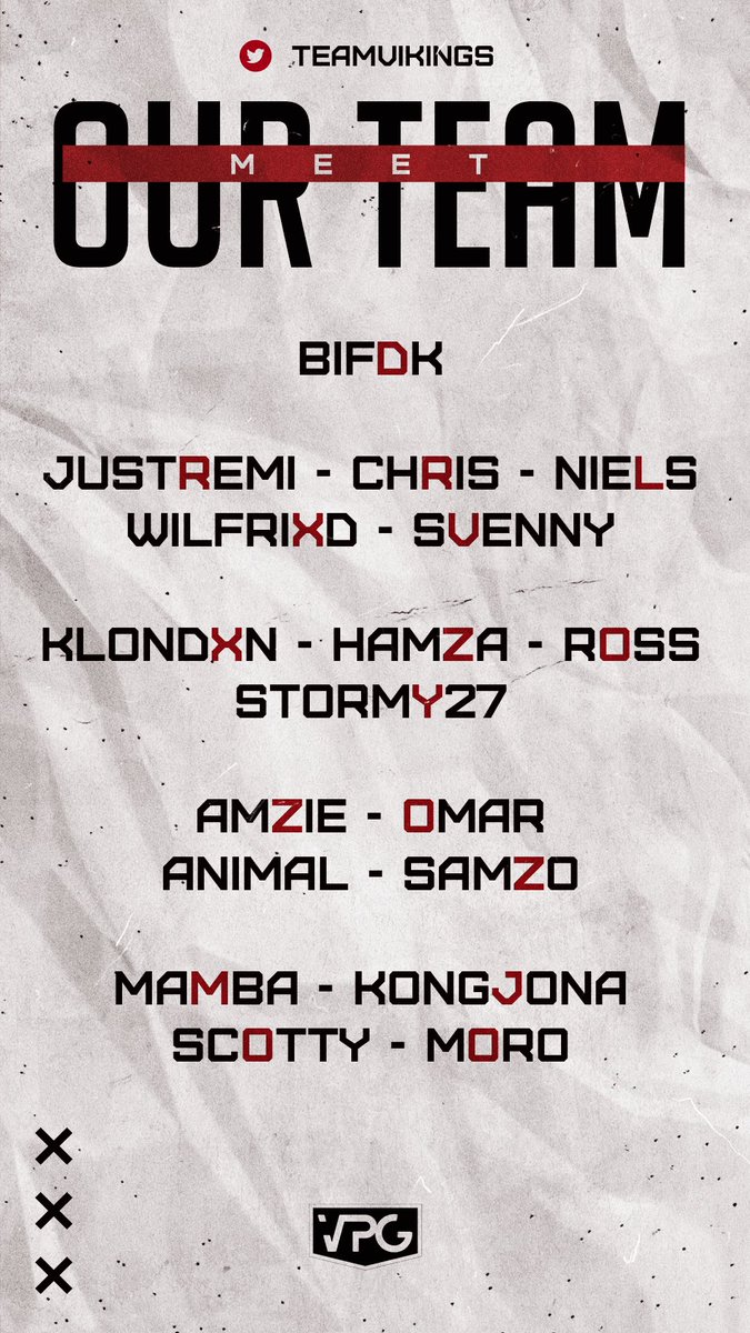 Vikings (@teamvikings) on Twitter photo With <a href="/OfficialVPG/">Virtual Pro Gaming</a> starting tonight, let me introduce our squad for the upcoming season! With <a href="/OfficialVPG/">Virtual Pro Gaming</a> starting tonight, let me introduce our squad for the upcoming season!