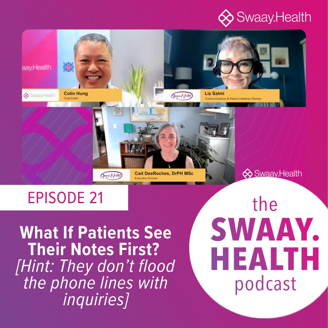 SwaayHealth's tweet image. What if patients read their notes first?

More trust, fewer errors, &amp;amp; real empowerment. Hear from @myopennotes  on why openness matters.

🎧 Listen to the episode! swaay.health/2025/07/21/wha…

#OpenNotes #HealthIT