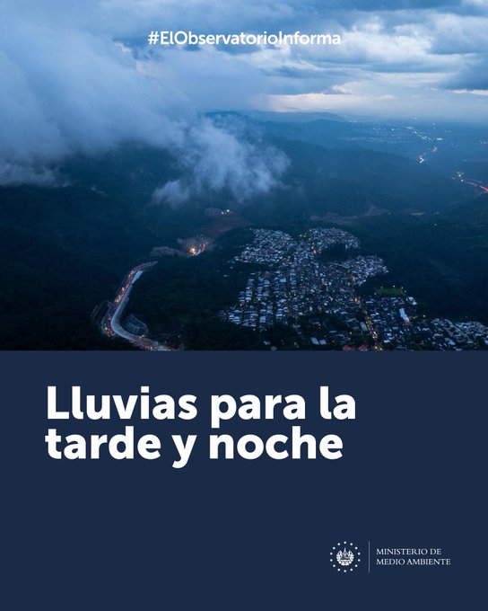 arpassv's tweet image. #ClimaSV| Según el Ministerio de @MedioAmbienteSV este lunes será caluroso por la mañana. Por la tarde y noche se esperan lluvias, que podrían venir acompañadas de ráfagas de viento de hasta 35 km/h, en oriente y paracentro, y dispersas en centro y occidente.☔💨