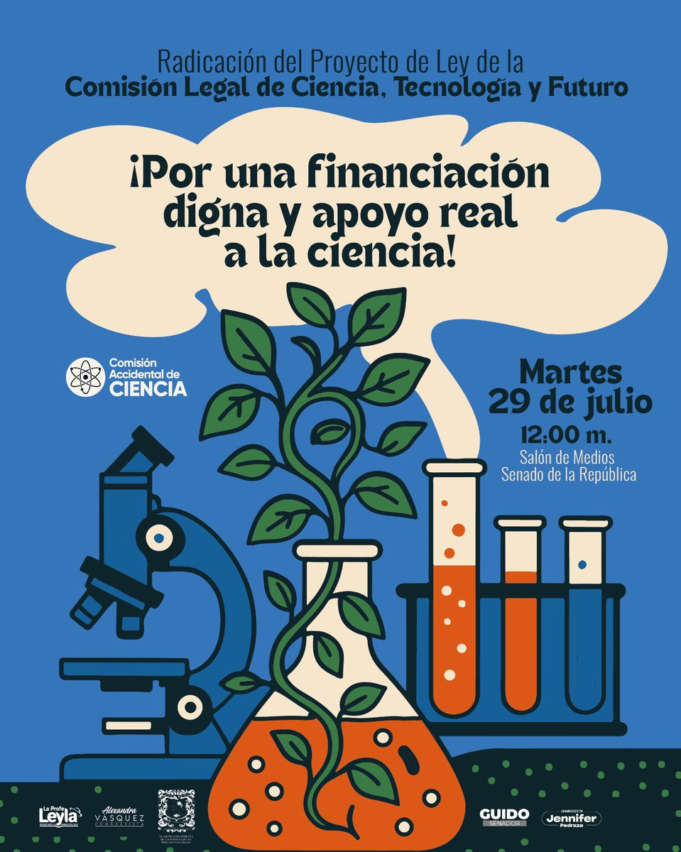 JenniferPedraz's tweet image. 🚨 ¡Por una financiación digna y apoyo real a la ciencia!
Junto con varios actores del sector, radicaremos el proyecto para crear la Comisión Legal de Ciencia, Tecnología e Innovación del Congreso.
📅 29 julio - 12 m
📍 Salón de Medios - Senado
Inscríbete👉bit.ly/4mjehW5