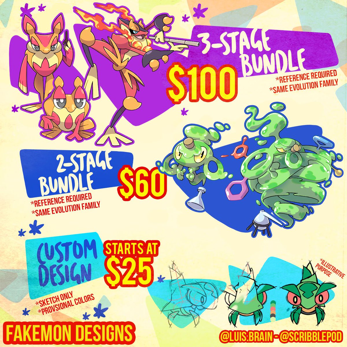 _LuisEGB's tweet image. I gave this reference sheet a fresher and updated look so I can announce that: 

⭐️⭐️My commissions are open!⭐️⭐️

Dm me if you’re interested!

Also please share and repost, thanks! ❤️
#fakemon #Pokemonart #pokemon #drawing #art