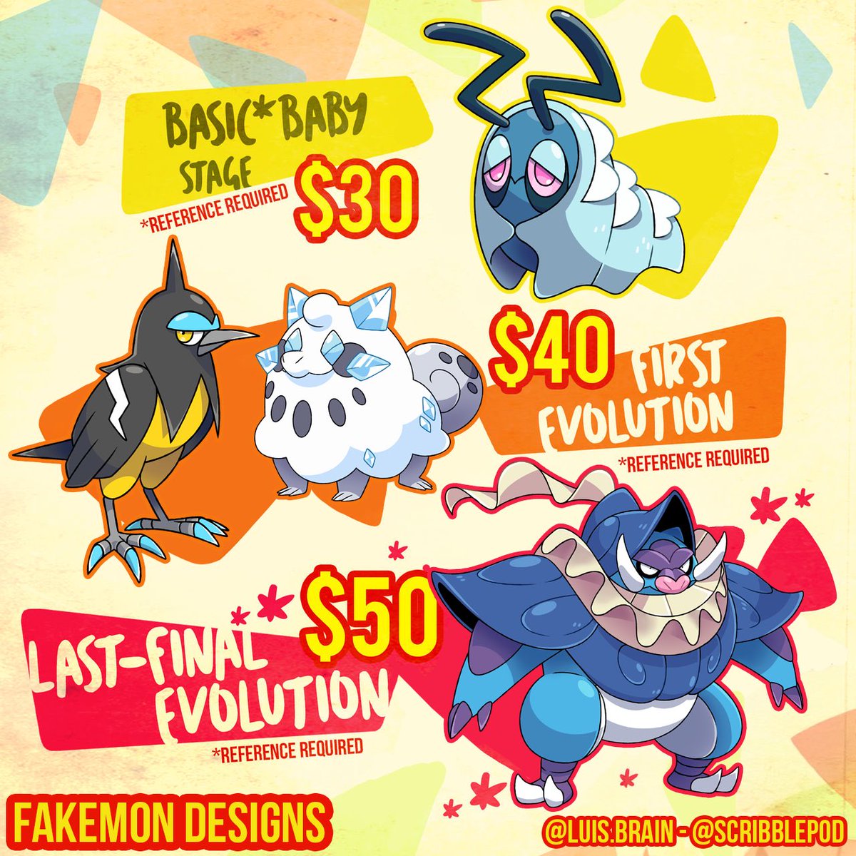 _LuisEGB's tweet image. I gave this reference sheet a fresher and updated look so I can announce that: 

⭐️⭐️My commissions are open!⭐️⭐️

Dm me if you’re interested!

Also please share and repost, thanks! ❤️
#fakemon #Pokemonart #pokemon #drawing #art