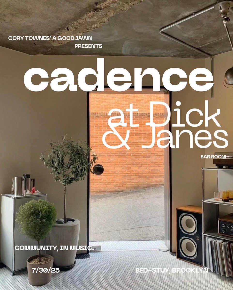 CoryTownes's tweet image. Hosting my monthly Jazz night this Wednesday live at Dick & Jane’s Bar Room.
Gonna be rinsing that new Venna and Leon Thomas for sure. Come through an open kitchen menu and some wine selects.
Cadence Sound 🤲🏾