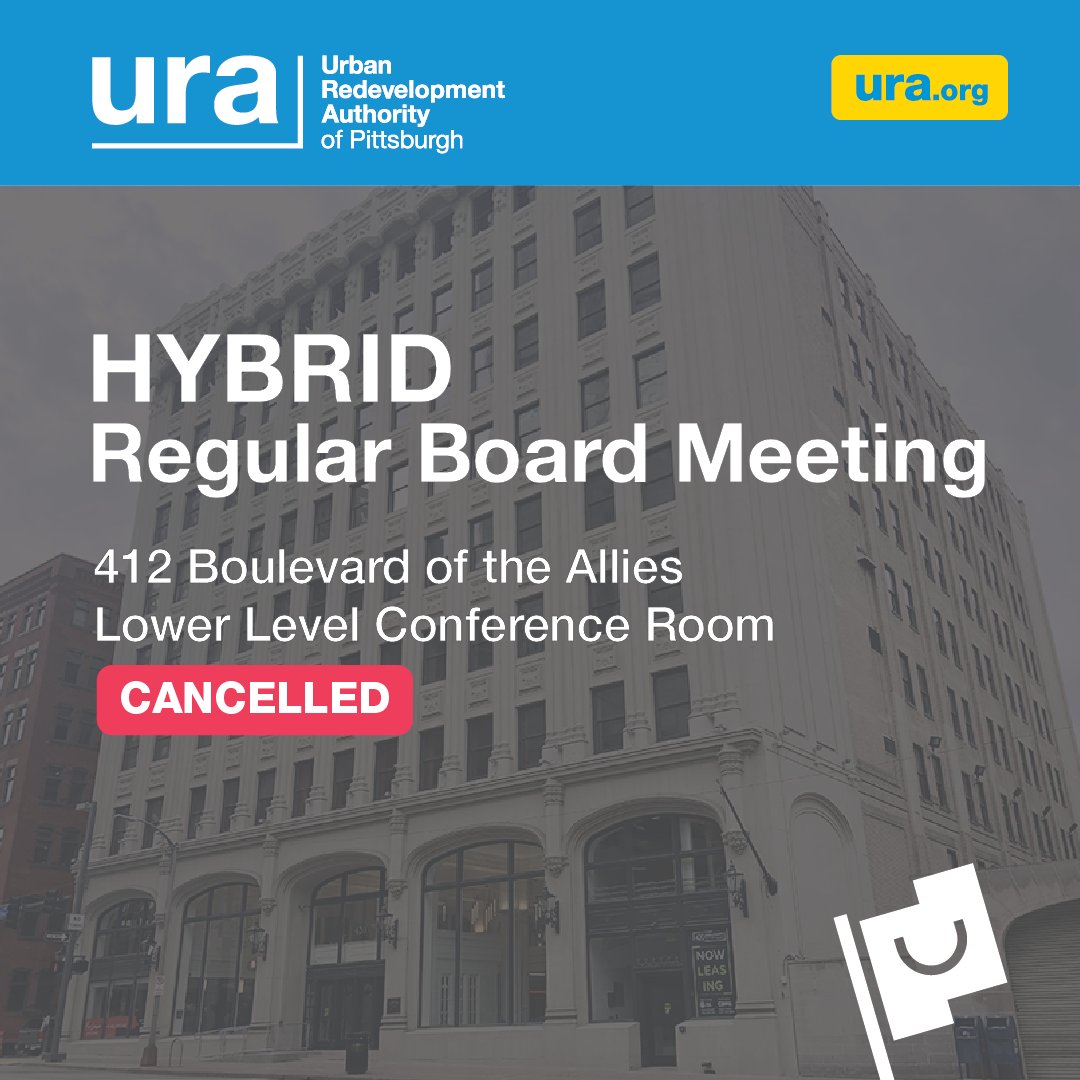 The August 14 URA Board Meeting is cancelled. We're sorry to miss you then, but we'll see you on the second Thursday in September at 2 p.m. sharp.
