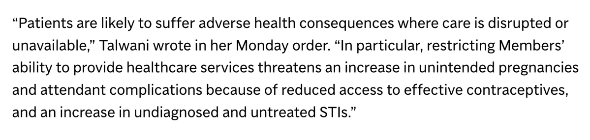 This may be the most baseless, insane ruling I've ever seen. 

This Biden-appointed judge ruled *Congress* can't defund Planned Parenthood because it might lead to "unintended pregnancies" and less access to contraceptives. 

Holy crap.