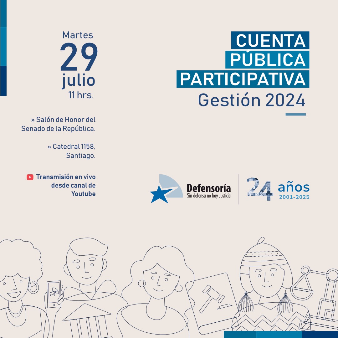 📄¡Participa en la Rendición de Cuentas 2024 de la Defensoría Penal Pública!. La Defensora Nacional Verónica Encina, te invita a la Cuenta Participativa, donde se presentaran, resultados, avances y desafíos de nuestra gestión. El 29 de julio a 11:00 AM  youtube.com/live/iWBKrjzdw…