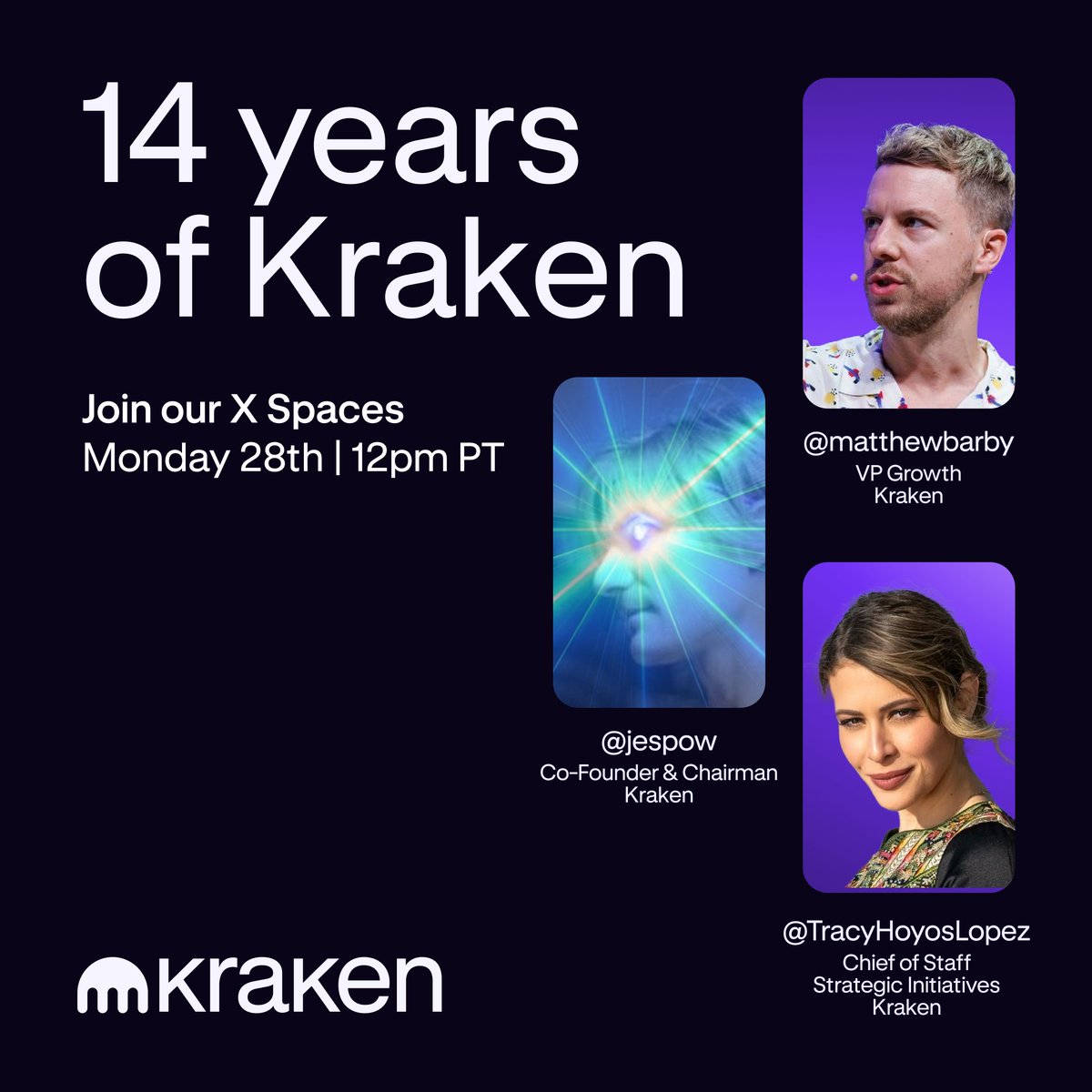 Kraken Exchange (@krakenfx) on Twitter photo 14 years of battle-testing Bitcoin.
14 years of building when others bailed.
14 years of Kraken.
Celebrate with <a href="/jespow/">Jesse Powell</a> on X Spaces. No filters. Just crypto history.
Today @12PM PT
x.com/i/spaces/1BdGY…
...and yeah, he's gonna talk about it 👀 14 years of battle-testing Bitcoin.
14 years of building when others bailed.
14 years of Kraken.
Celebrate with <a href="/jespow/">Jesse Powell</a> on X Spaces. No filters. Just crypto history.
Today @12PM PT
x.com/i/spaces/1BdGY…
...and yeah, he's gonna talk about it 👀