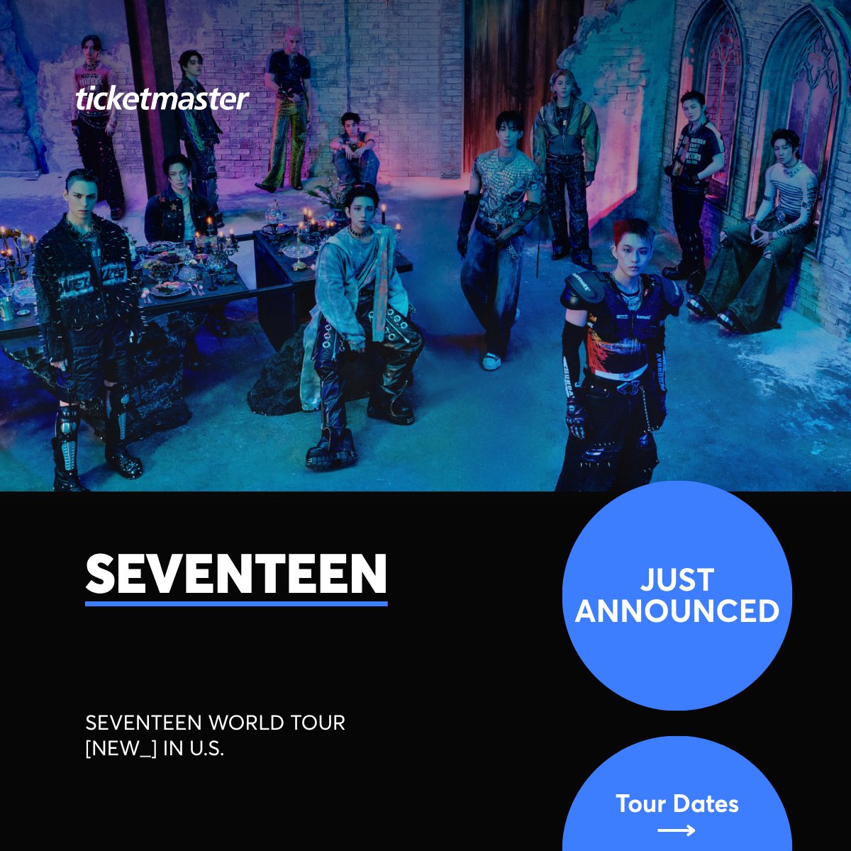 Ticketmaster's tweet image. .@pledis_17 is bringing the THUNDER this fall on the SEVENTEEN WORLD TOUR
[NEW_] IN U.S.! ️

⏰ Set your reminders to be notified for general onsale on Wed, August 6th at 3pm
local for the venue you’re buying in.

🎫 : bit.ly/3TSgcVq