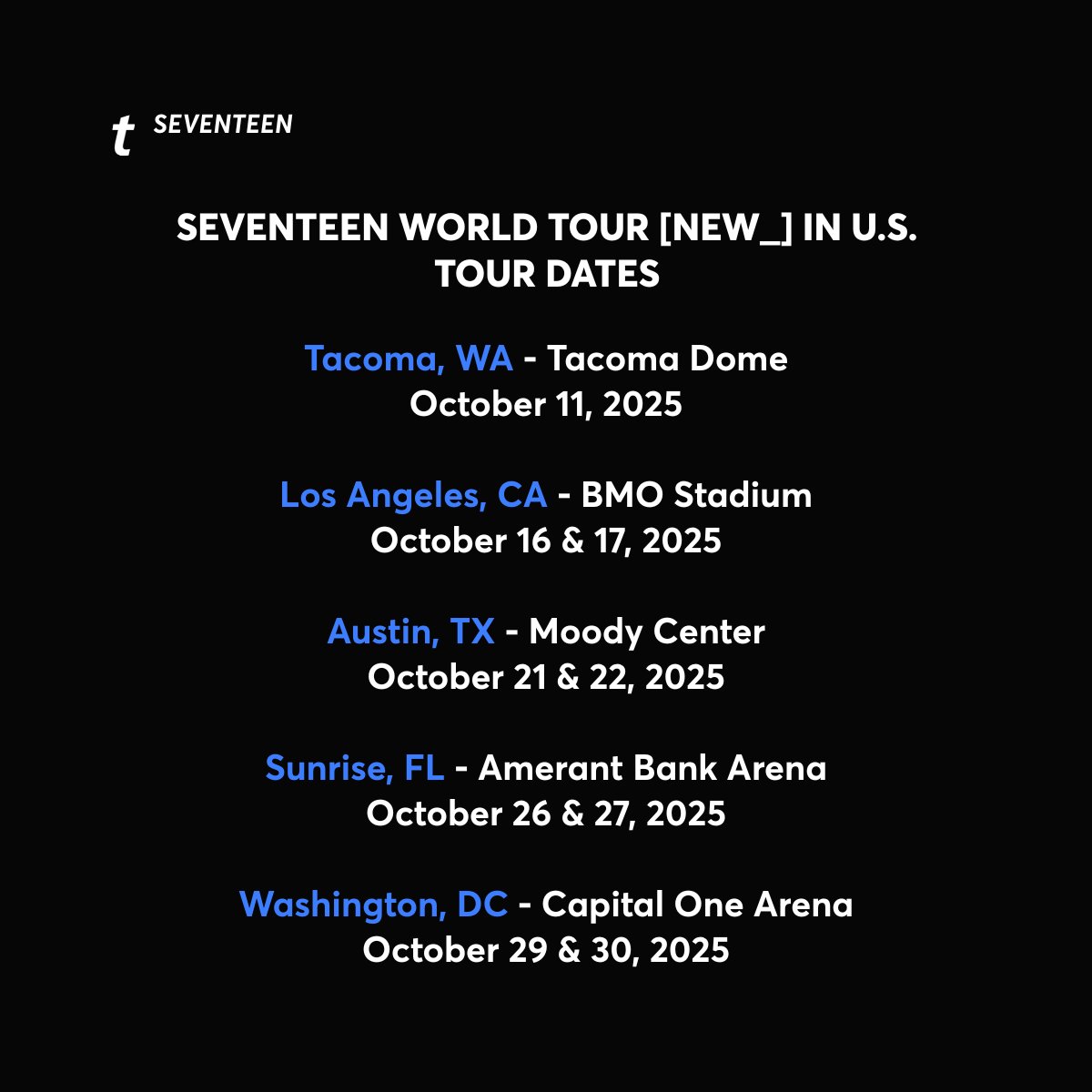 Ticketmaster's tweet image. .@pledis_17 is bringing the THUNDER this fall on the SEVENTEEN WORLD TOUR
[NEW_] IN U.S.! ️

⏰ Set your reminders to be notified for general onsale on Wed, August 6th at 3pm
local for the venue you’re buying in.

🎫 : bit.ly/3TSgcVq