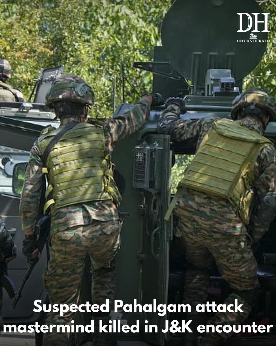 DeccanHerald's tweet image. In a major counter-terrorism breakthrough, security forces have gunned down Hashim Musa aka Suleman — believed to be the mastermind of the April 22 #Pahalgam terror attack — along with two of his associates in a fierce encounter on the outskirts of #Srinagar.
#IndiaNews…